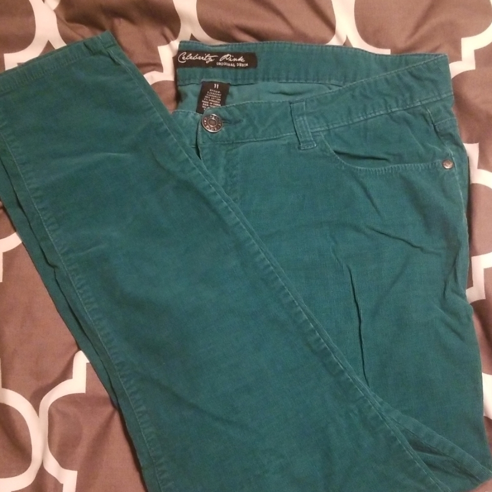 Teal Blue corduroy skinny pants